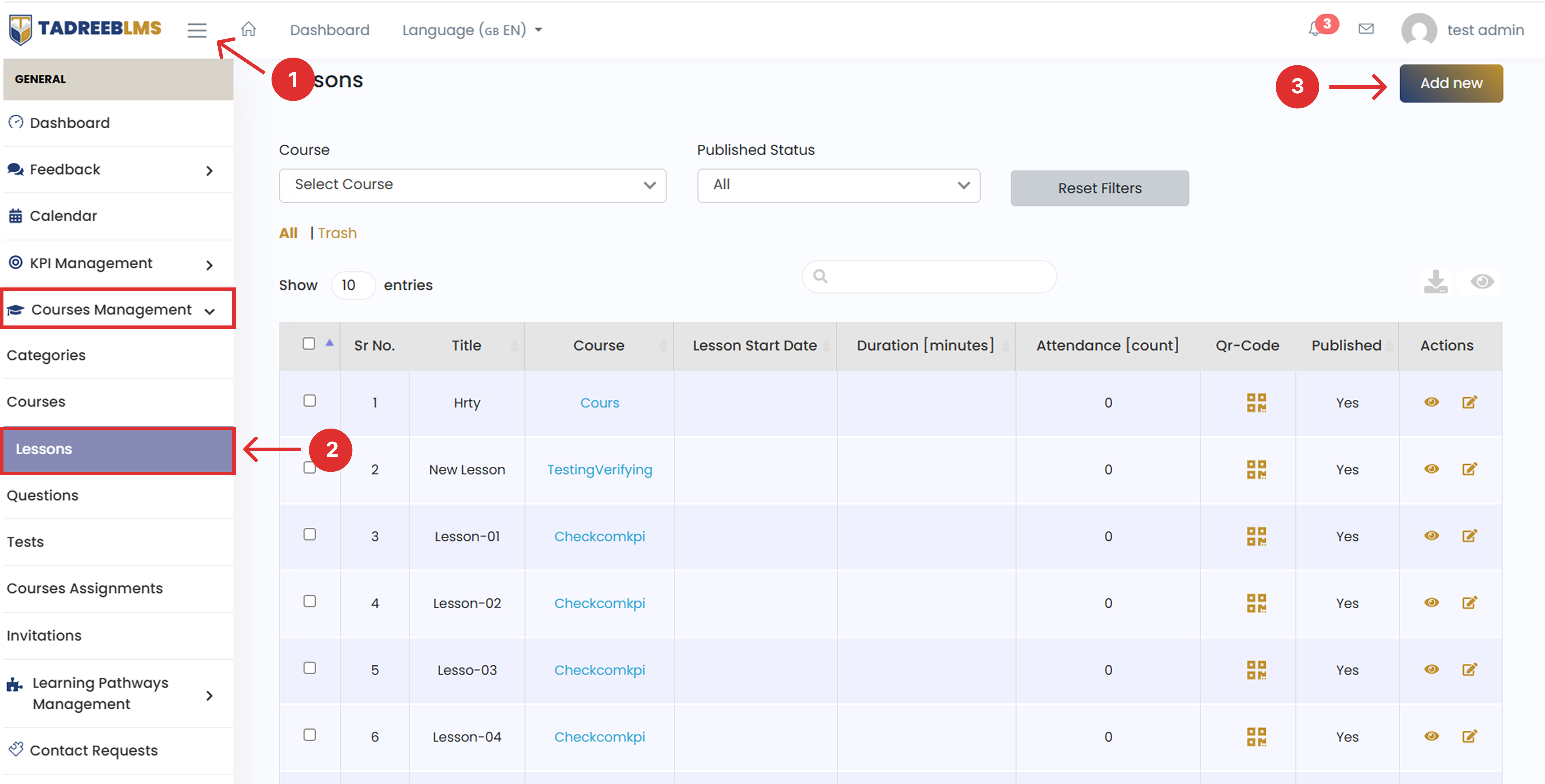 Create Lesson screenshot
