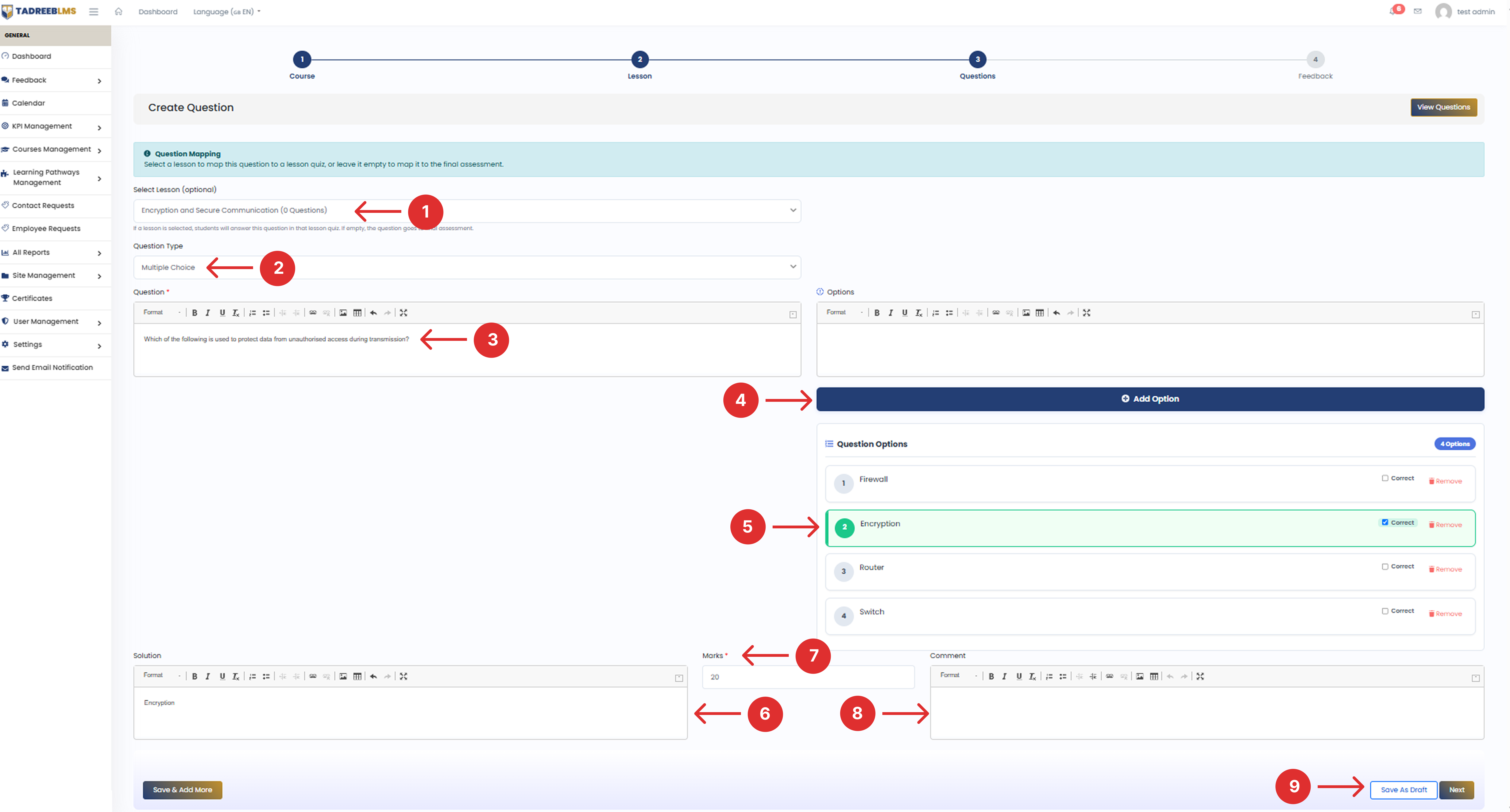 Create Quiz Question screenshot