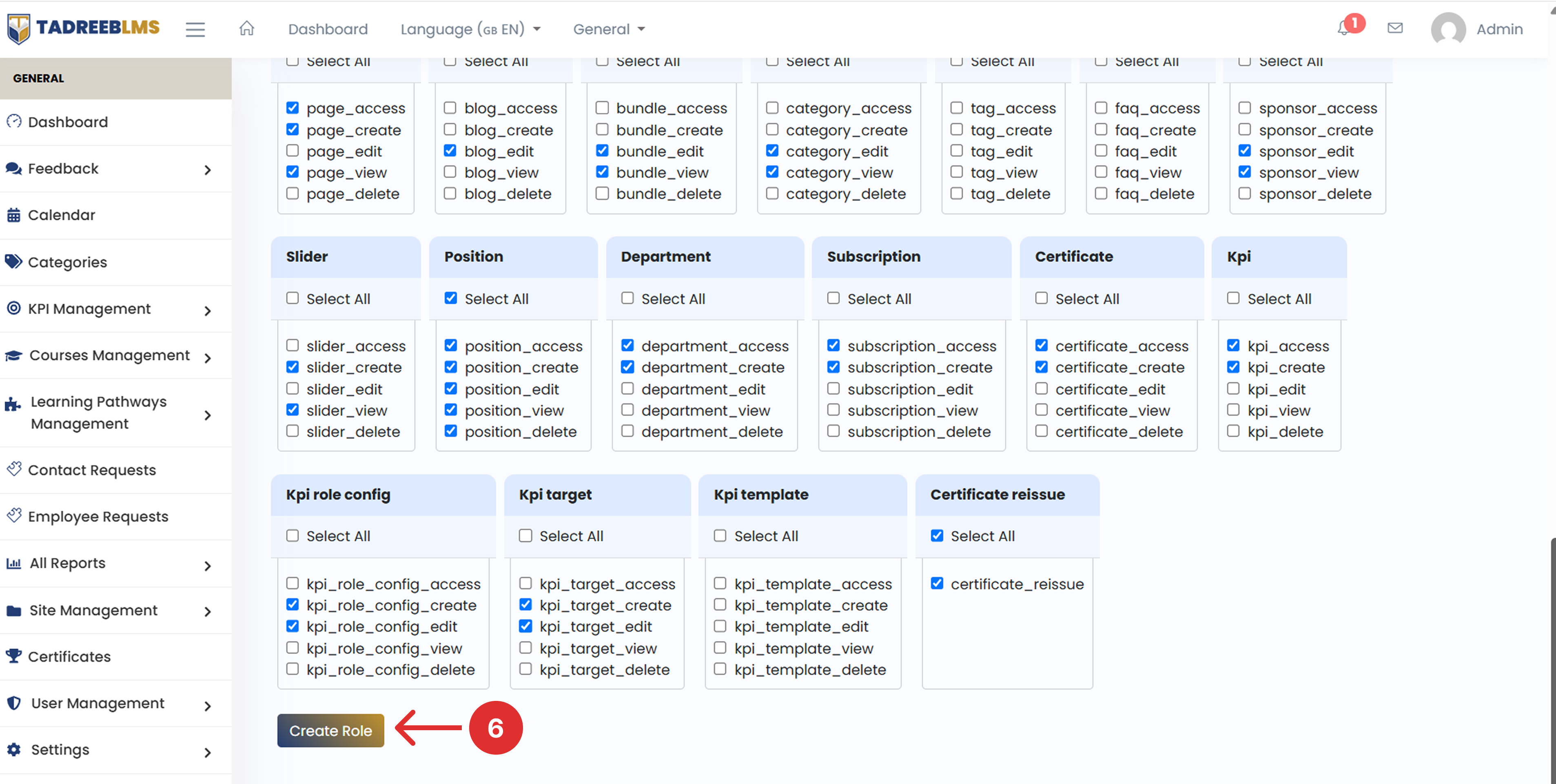 Create Role screenshot